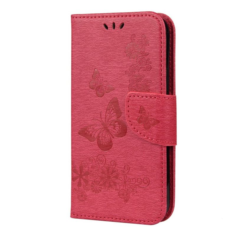 Etui Folio iPhone 12 Pro Max Szary Czarny Wspaniałe Motyle Stringi Etui Ochronne