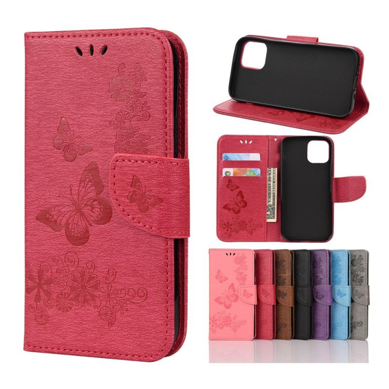 Etui Folio iPhone 12 Pro Max Szary Czarny Wspaniałe Motyle Stringi Etui Ochronne