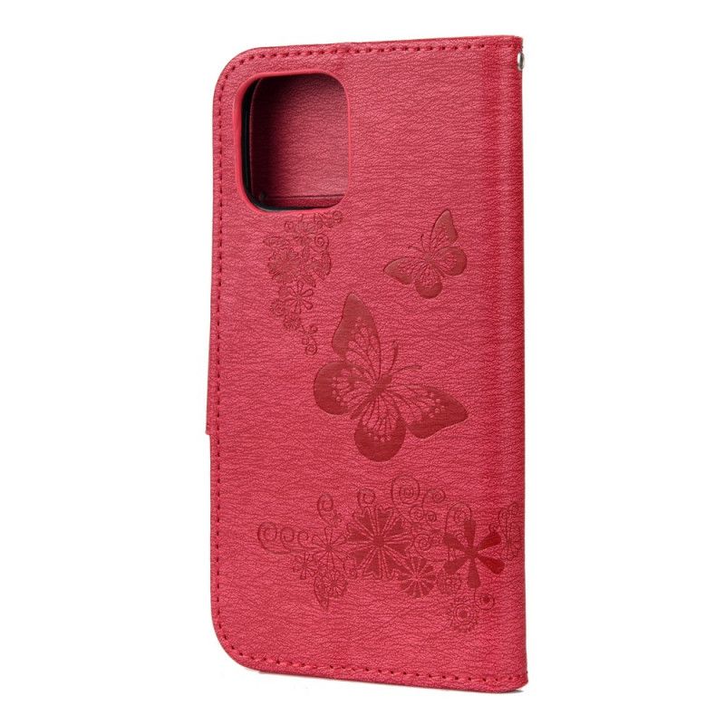 Etui Folio iPhone 12 Pro Max Szary Czarny Wspaniałe Motyle Stringi Etui Ochronne