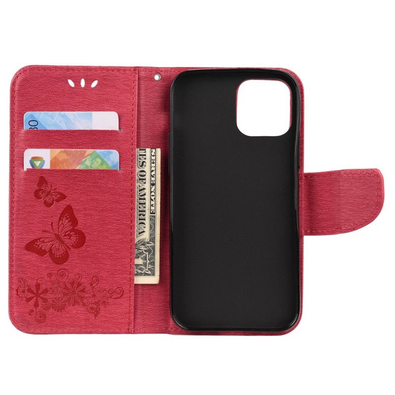 Etui Folio iPhone 12 Pro Max Szary Czarny Wspaniałe Motyle Stringi Etui Ochronne