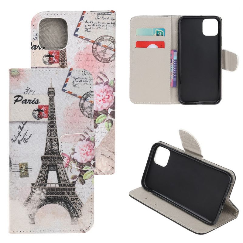 Etui Folio iPhone 12 Pro Max Wieża Eiffla W Stylu Retro