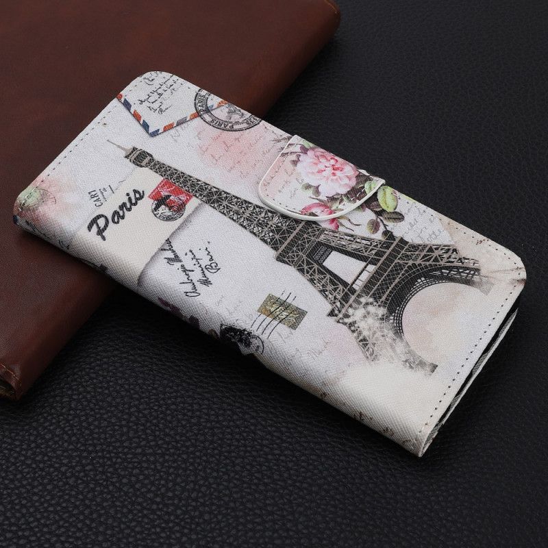 Etui Folio iPhone 12 Pro Max Wieża Eiffla W Stylu Retro