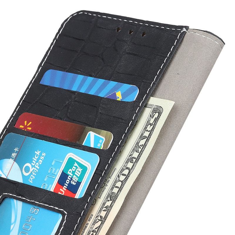 Etui Folio iPhone 12 Pro Max Zielony Czarny Szwy Z Efektem Skóry Krokodyla Etui Ochronne