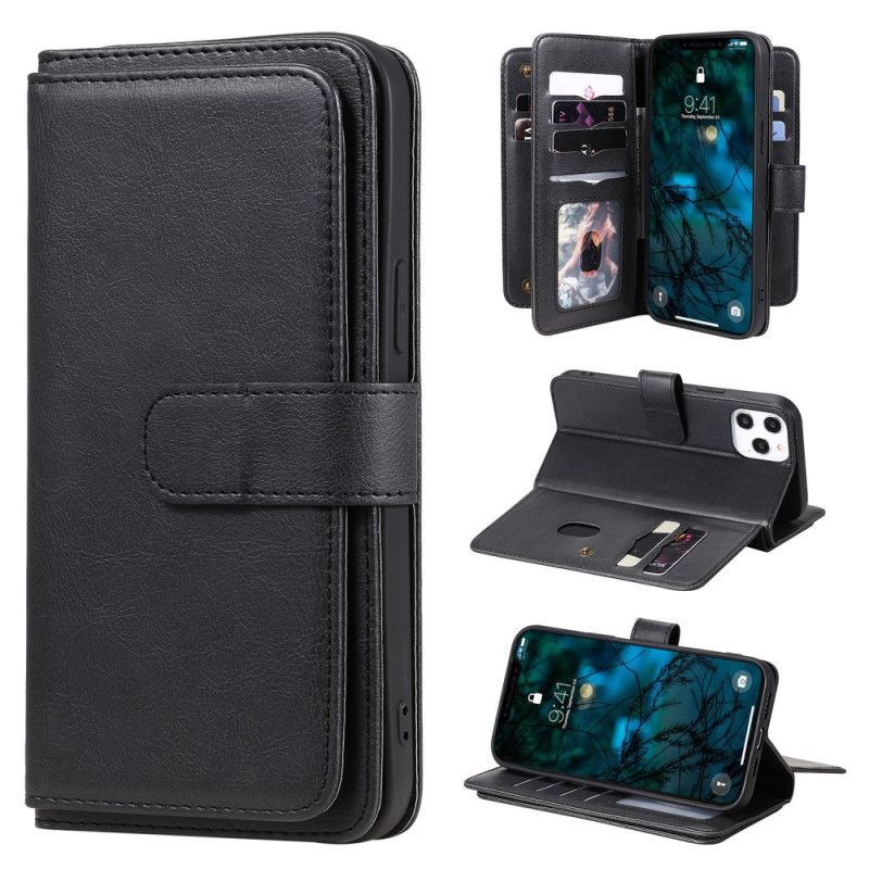 Etui Folio iPhone 12 Pro Max Zielony Czarny Wielofunkcyjne Etui Na 10 Kart