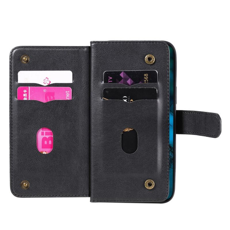 Etui Folio iPhone 12 Pro Max Zielony Czarny Wielofunkcyjne Etui Na 10 Kart