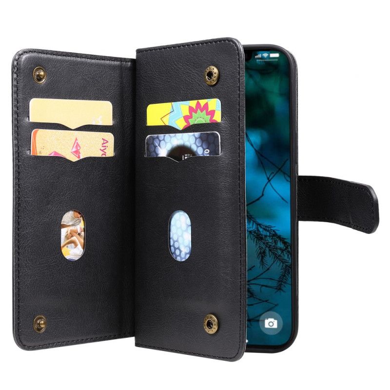 Etui Folio iPhone 12 Pro Max Zielony Czarny Wielofunkcyjne Etui Na 10 Kart