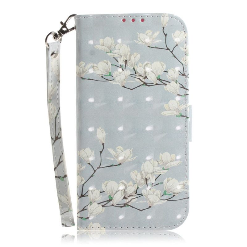 Etui Folio iPhone 12 Pro Max Zielony Szary Dzikie Kwiaty Ze Stringami Etui Ochronne