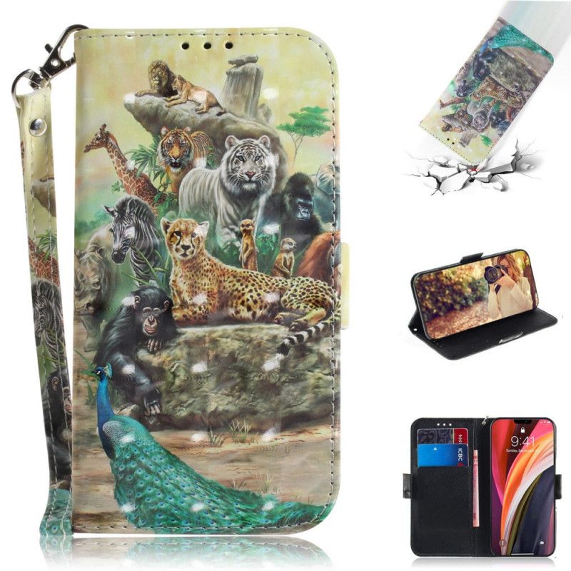 Etui Folio iPhone 12 Pro Max Zwierzęta Safari W Stringach Etui Ochronne