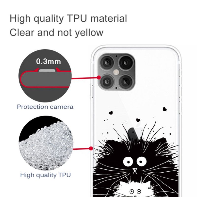 Etui iPhone 12 Pro Max Biały Czarny Obserwuj Koty