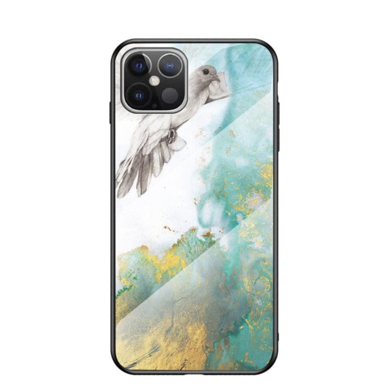 Etui iPhone 12 Pro Max Biały Czarny Szkło Hartowane W Kolorze Marmuru