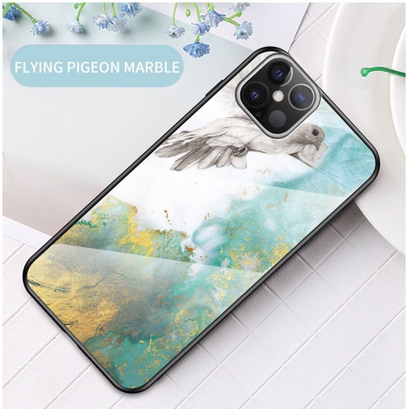 Etui iPhone 12 Pro Max Biały Czarny Szkło Hartowane W Kolorze Marmuru