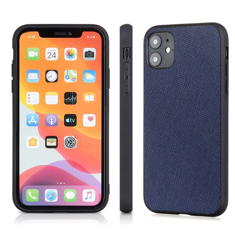 Etui iPhone 12 Pro Max Czerwony Czarny Prawdziwa Teksturowana Skóra