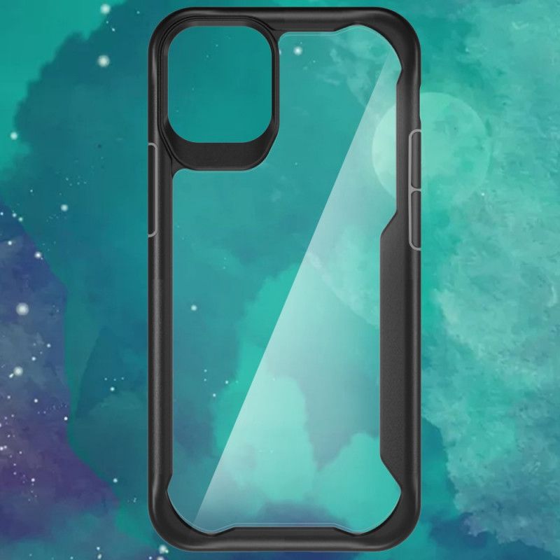 Etui iPhone 12 Pro Max Czerwony Czarny Przezroczysta Hybryda Z Silikonowymi Krawędziami Etui Ochronne