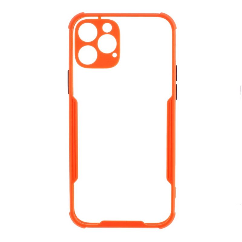 Etui iPhone 12 Pro Max Pomarańczowy Czarny Hybryda Z Kolorowymi Krawędziami