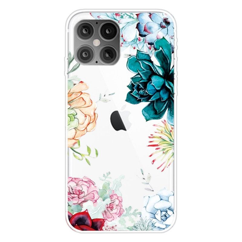 Etui iPhone 12 Pro Max Przezroczyste Kwiaty W Akwareli Etui Ochronne