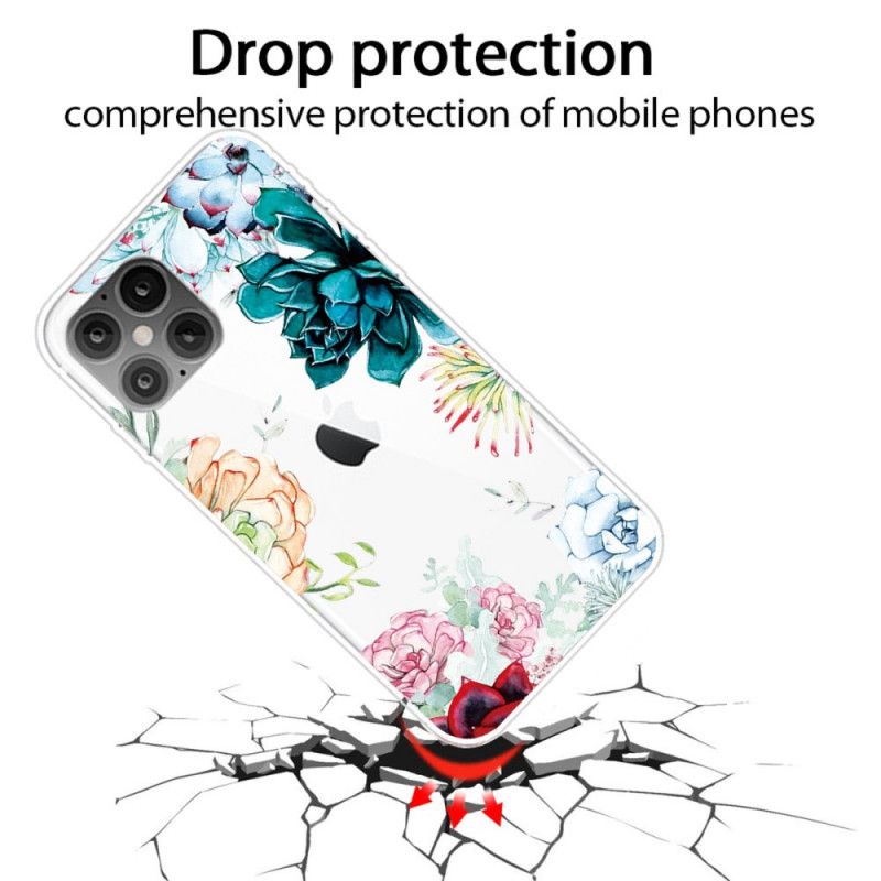 Etui iPhone 12 Pro Max Przezroczyste Kwiaty W Akwareli Etui Ochronne