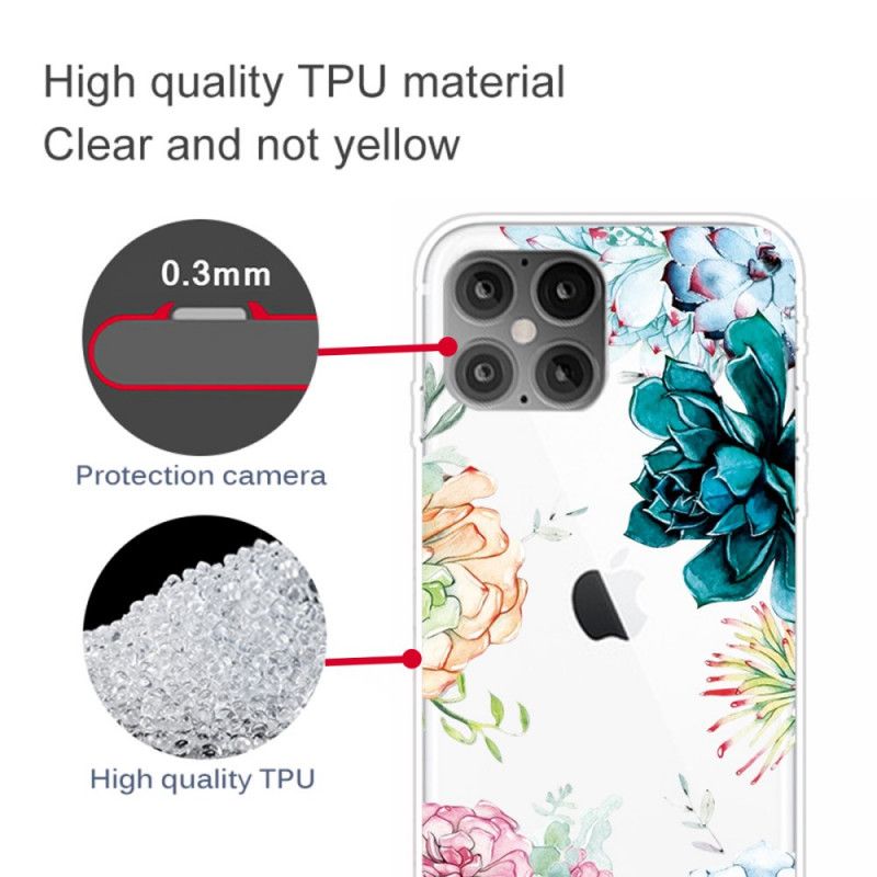 Etui iPhone 12 Pro Max Przezroczyste Kwiaty W Akwareli Etui Ochronne