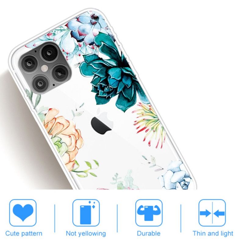 Etui iPhone 12 Pro Max Przezroczyste Kwiaty W Akwareli Etui Ochronne