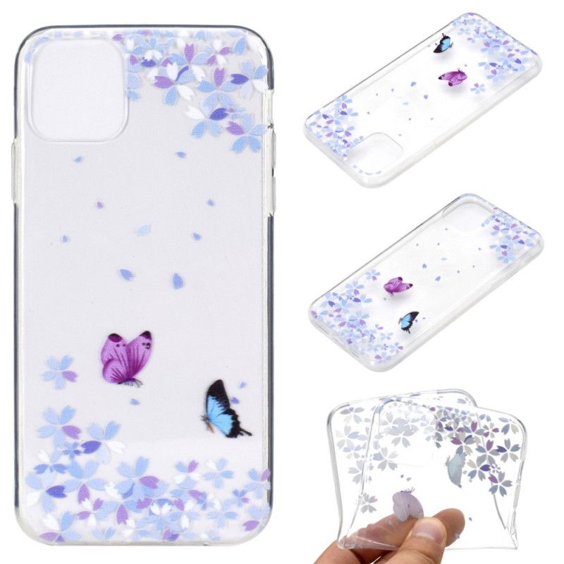 Etui iPhone 12 Pro Max Przezroczyste Motyle I Kwiaty Etui Ochronne