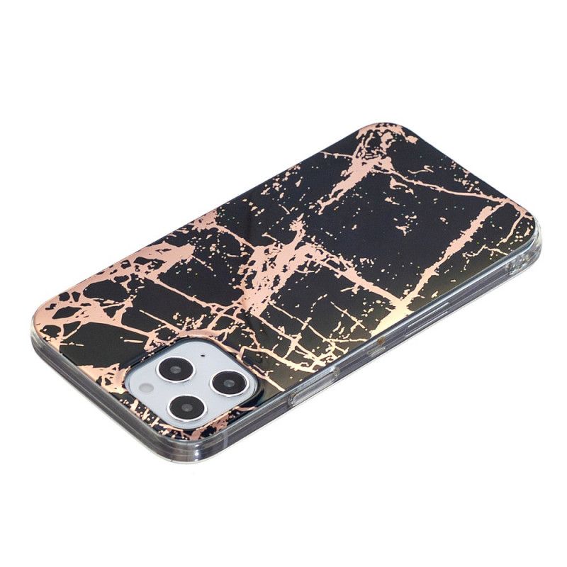 Etui iPhone 12 Pro Max Różowy Czarny Geometria W Kolorze Marmuru 2