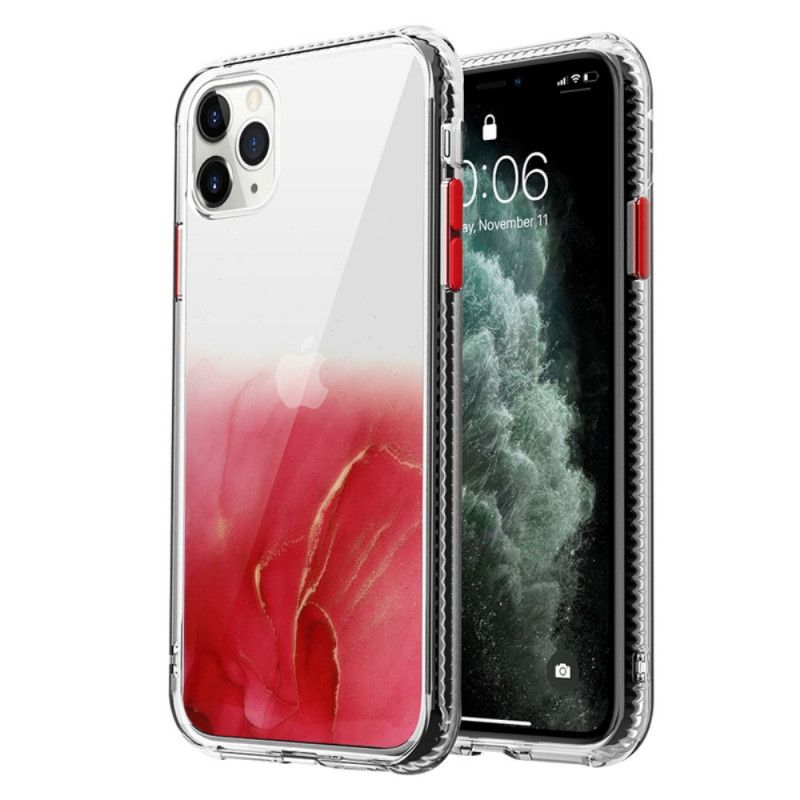 Etui iPhone 12 Pro Max Różowy Czerwony Efekt Hybrydowego Marmuru