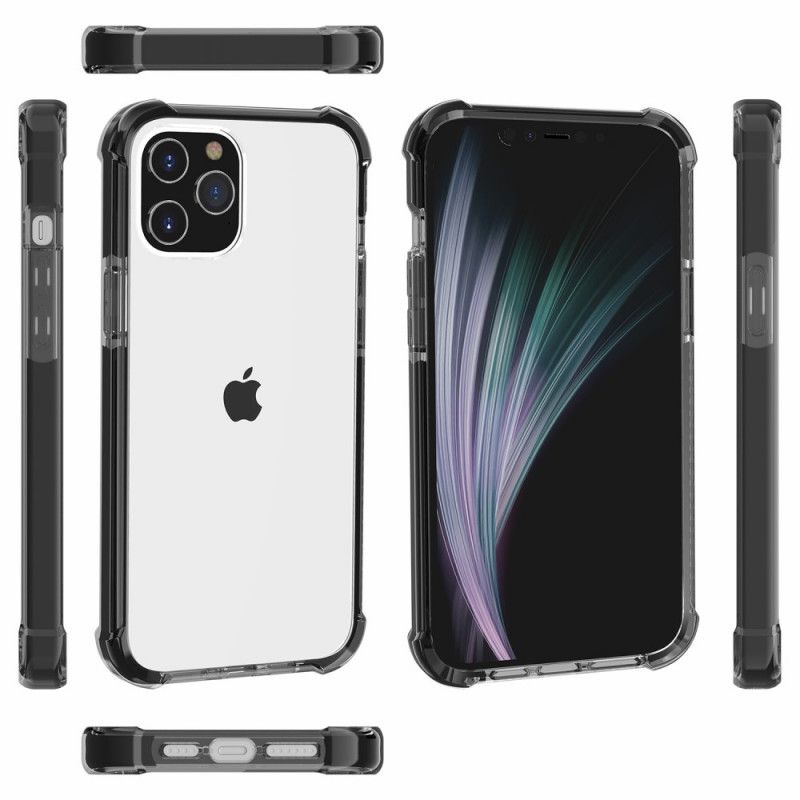 Etui iPhone 12 Pro Max Szary Czarny Przezroczyste Poduszki Powietrzne