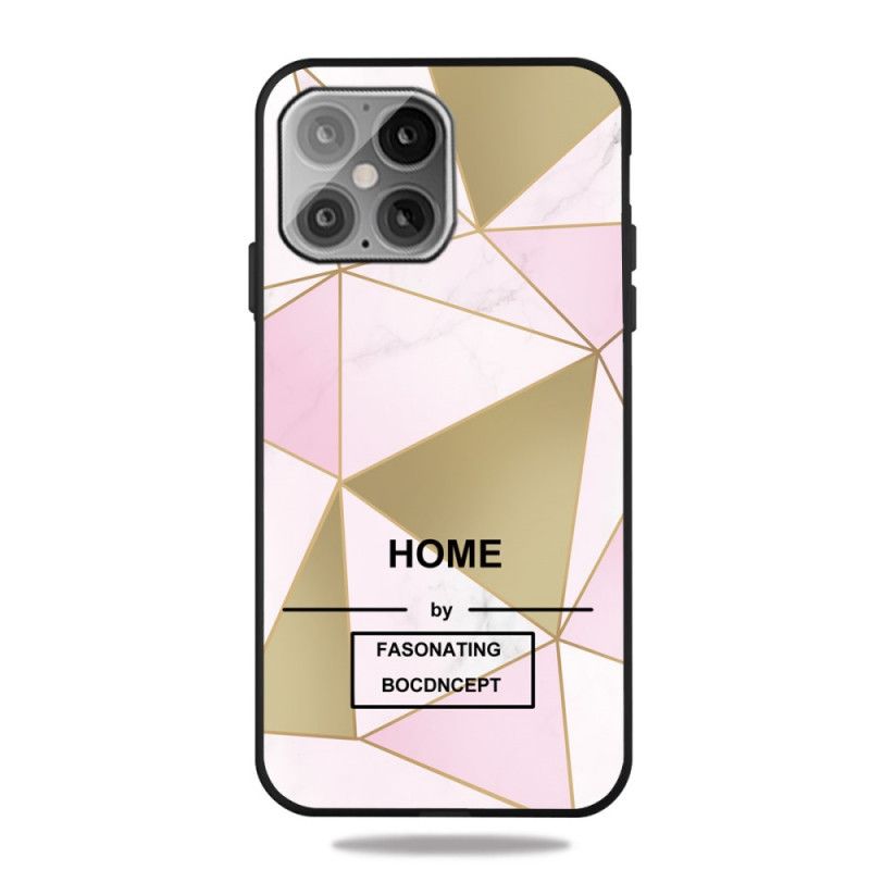 Etui iPhone 12 Pro Max Szary Czarny Stylizowany Marmur