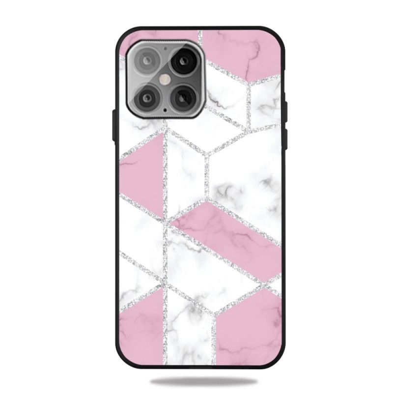 Etui iPhone 12 Pro Max Szary Czarny Stylizowany Marmur