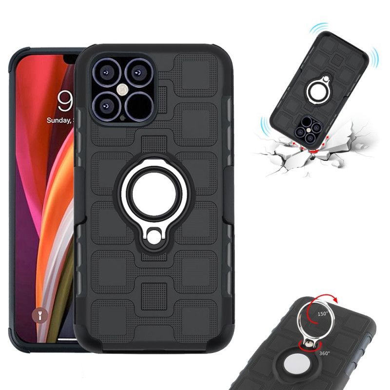 Etui iPhone 12 Pro Max Szary Czarny Super Mocne Z Pierścieniem Podtrzymującym