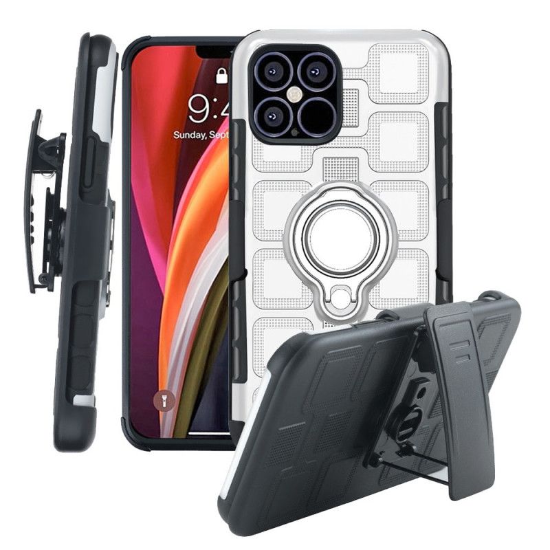 Etui iPhone 12 Pro Max Szary Czarny Super Mocne Z Pierścieniem Podtrzymującym