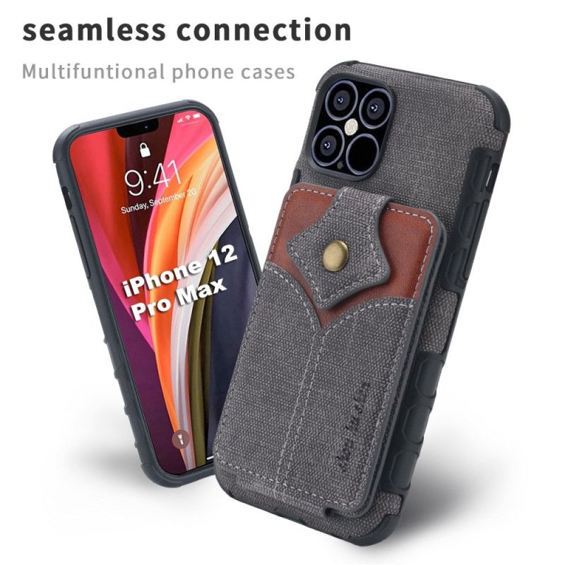 Etui iPhone 12 Pro Max Szary Czarny Teksturowane Składane Etui Na Karty