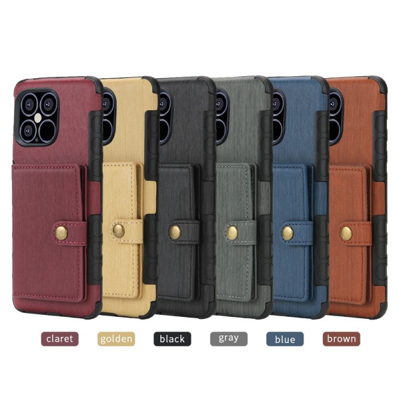 Etui iPhone 12 Pro Max Szary Czarny Uchwyt Na Kartę Z Klapką Shouhushen Etui Ochronne