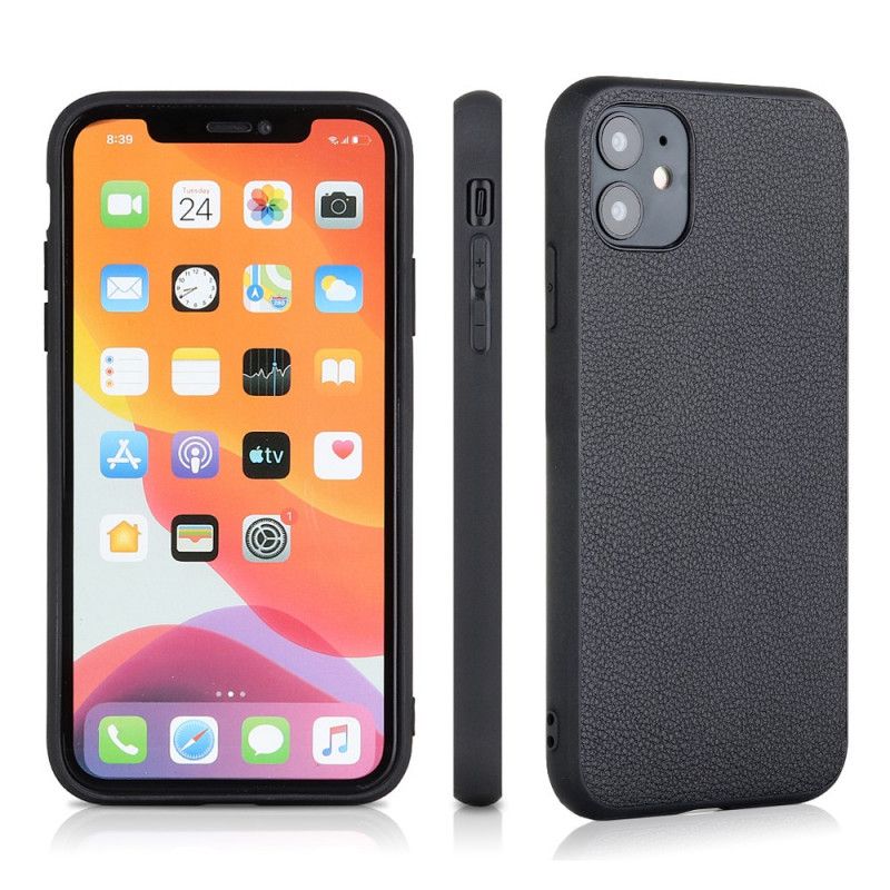 Etui iPhone 12 Pro Max Zielony Czarny Trzeźwość Z Prawdziwej Skóry Etui Ochronne