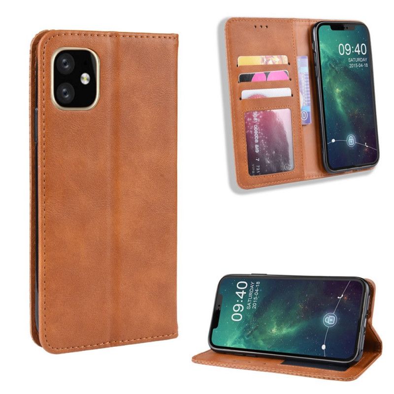 Flip Kotelot iPhone 12 Pro Max Czerwony Czarny Stylizowany Efekt Skóry W Stylu Vintage Etui Ochronne