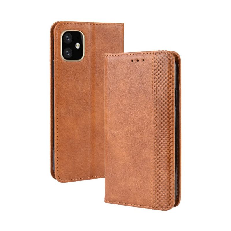 Flip Kotelot iPhone 12 Pro Max Czerwony Czarny Stylizowany Efekt Skóry W Stylu Vintage Etui Ochronne