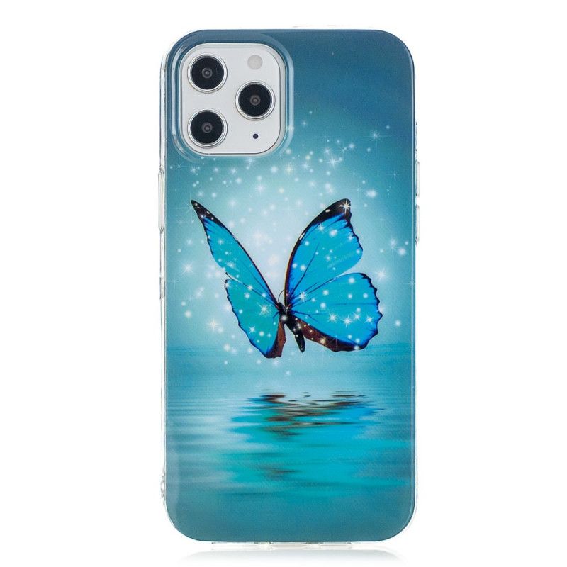 Futerały iPhone 12 Pro Max Etui na Telefon Fluorescencyjny Niebieski Motyl