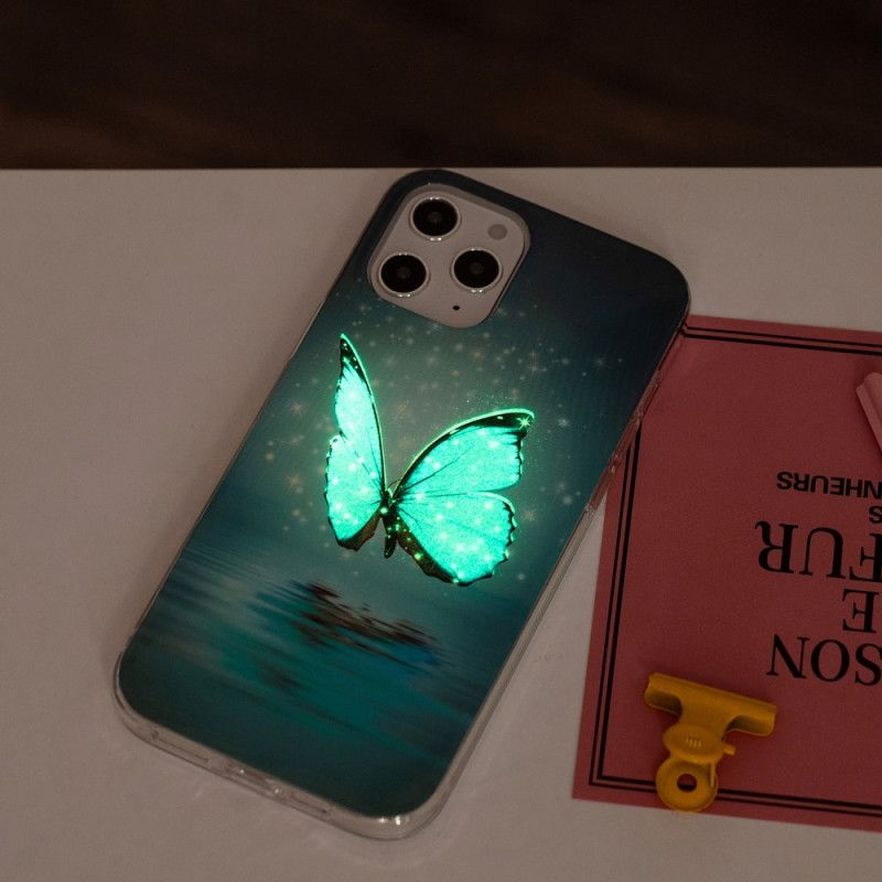 Futerały iPhone 12 Pro Max Etui na Telefon Fluorescencyjny Niebieski Motyl