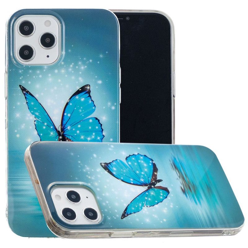 Futerały iPhone 12 Pro Max Etui na Telefon Fluorescencyjny Niebieski Motyl