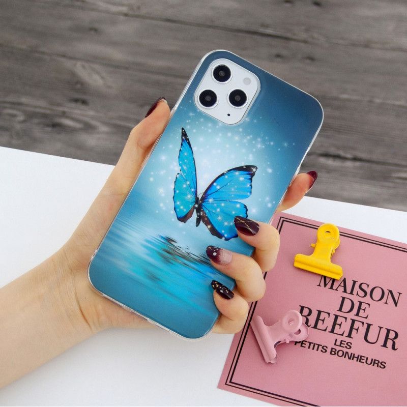 Futerały iPhone 12 Pro Max Etui na Telefon Fluorescencyjny Niebieski Motyl