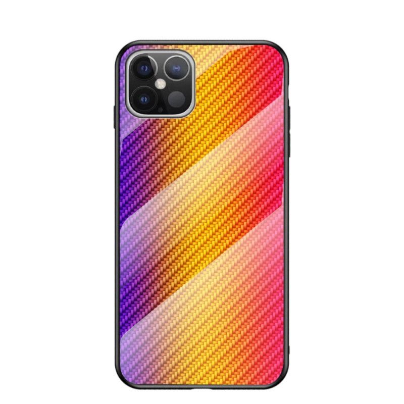 Futerały iPhone 12 Pro Max Magenta Czarny Etui na Telefon Szkło Hartowane Z Włókna Węglowego