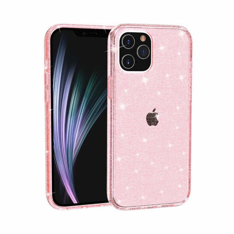 Futerały iPhone 12 Pro Max Różowy Szary Etui na Telefon Przezroczysty Brokat