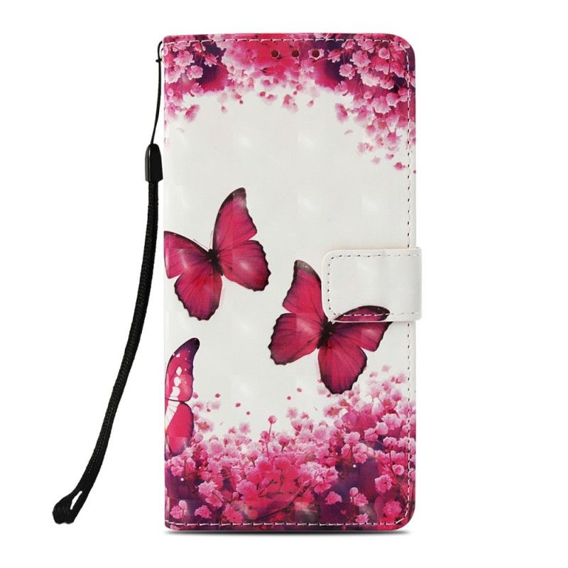 Etui Folio Sony Xperia XZ3 3D Czerwone Motyle Etui Ochronne