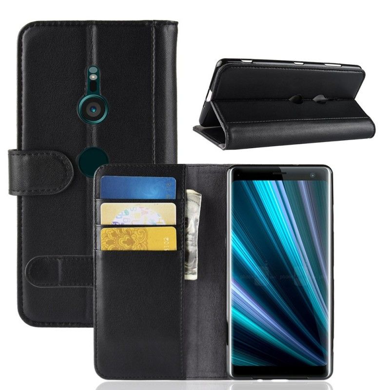 Etui Folio Sony Xperia XZ3 Brązowy Czarny Dwoina Skóry