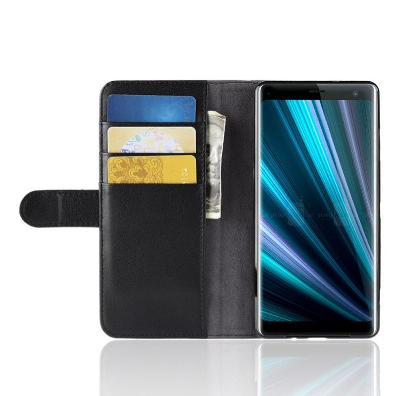 Etui Folio Sony Xperia XZ3 Brązowy Czarny Dwoina Skóry