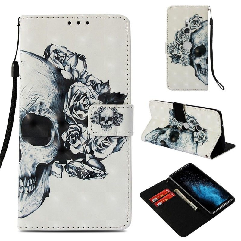 Etui Folio Sony Xperia XZ3 Kwiecista Czaszka