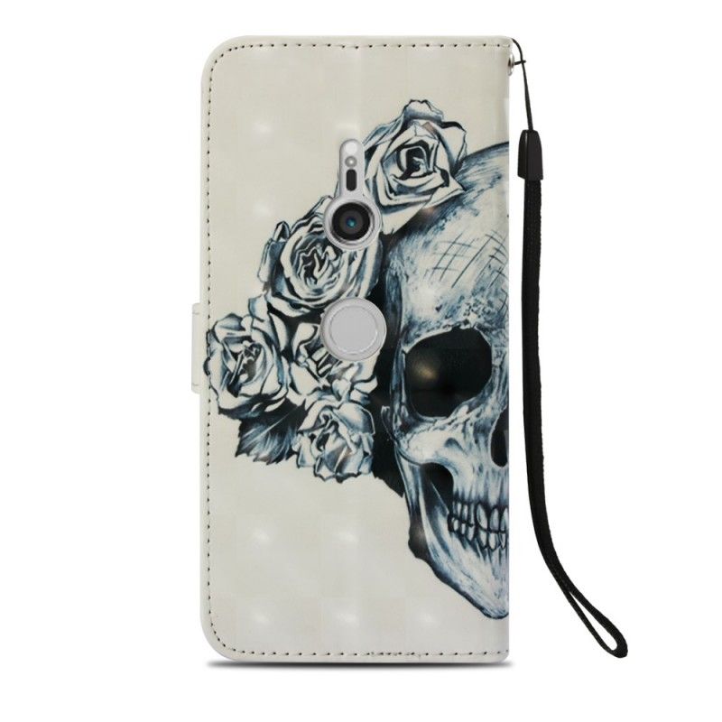 Etui Folio Sony Xperia XZ3 Kwiecista Czaszka