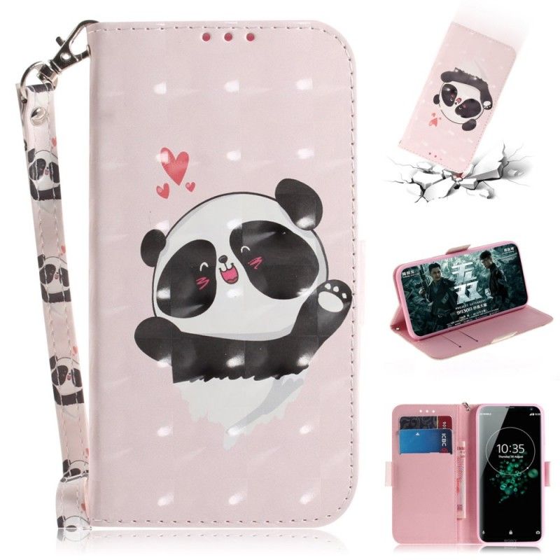 Etui Folio Sony Xperia XZ3 Panda Love Ze Stringami Etui Ochronne