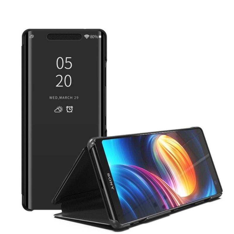 Zobacz Pokrywę Sony Xperia XZ3 Biały Czarny Lustro I Imitacja Skóry