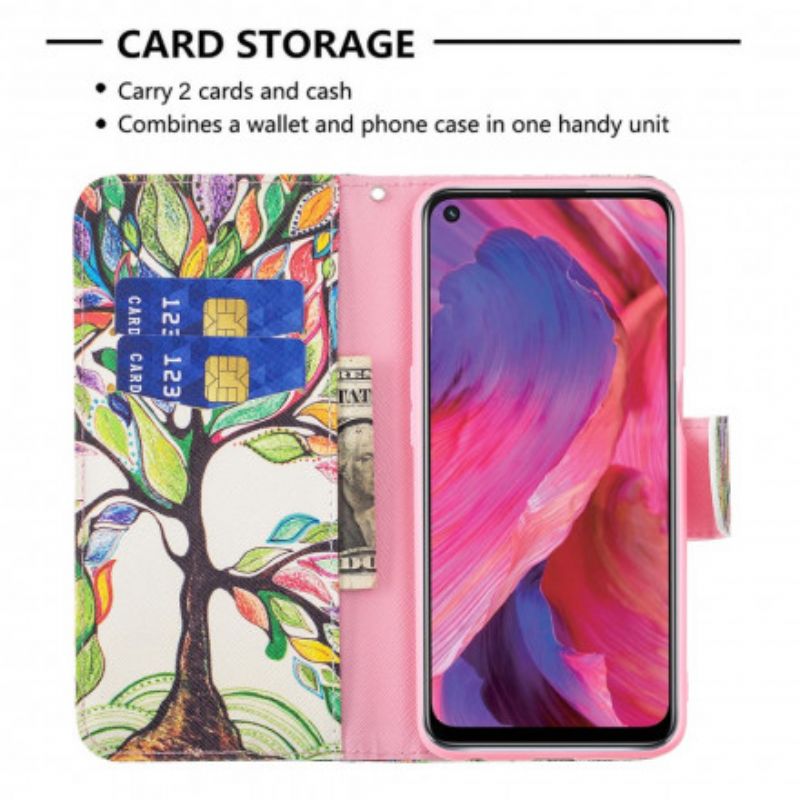 Etui Folio Do Oppo A54 5g / A74 5g Kolorowe Drzewo