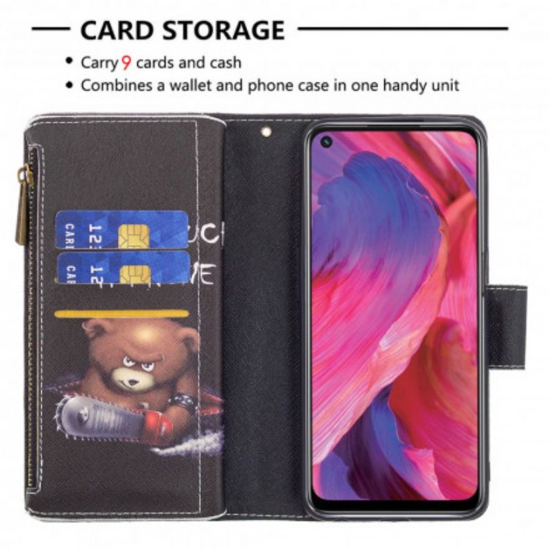 Etui Folio Do Oppo A54 5g / A74 5g Zapinany Kieszonkowy Miś